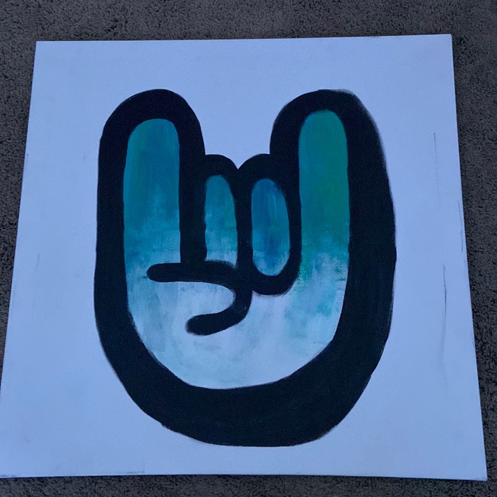 Custom Rock On Horns Canvas Frame Painting